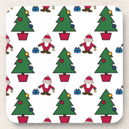 フェスティバルホリデーサンタ&ツリーズプラスチックコースター コースター