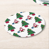 フェスティバルホリデーサンタ&ツリーズ紙コースター ラウンドペーパーコースター (アングル)