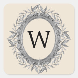 フェスティバルホリデーシルバーグレイ葉リースモノグラム スクエアシール