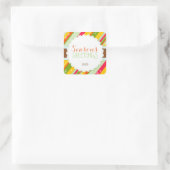 フェスティバルホリデーストライプズ・シーズンズ・グリーティング・ステッカー スクエアシール (バッグ)