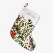 フェスティバルホリデーズグリーンリーフェスティバル パーソナライズされた スモールクリスマスストッキング (正面 (吊り時))