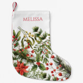 フェスティバルホリデーズグリーンリーフェスティバル パーソナライズされた スモールクリスマスストッキング (正面)