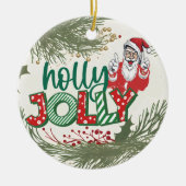 フェスティバルホリデーズホリーサンタすてきクリスマス セラミックオーナメント (正面)