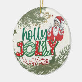 フェスティバルホリデーズホリーサンタすてきクリスマス セラミックオーナメント (左)