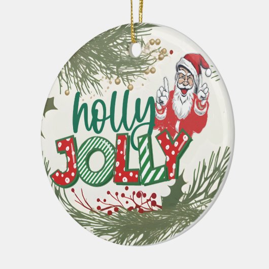 フェスティバルホリデーズホリーサンタすてきクリスマス セラミックオーナメント (左)
