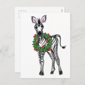 フェスティバルホリデーゼブライラストレーションホリーリース シーズンポストカード (正面/裏面)