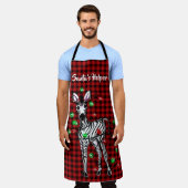 フェスティバルホリデーゼブラトゥインクルライトバッファロープレイド エプロン (着用した状態)