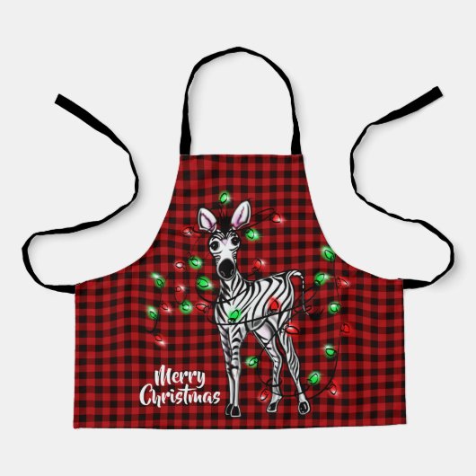 フェスティバルホリデーゼブラトゥインクルライトバッファロープレイド エプロン (正面)