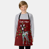 フェスティバルホリデーゼブラトゥインクルライトバッファロープレイド エプロン (着用した状態)