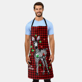 フェスティバルホリデーゼブラトゥインクルライトバッファロープレイド エプロン (着用した状態)