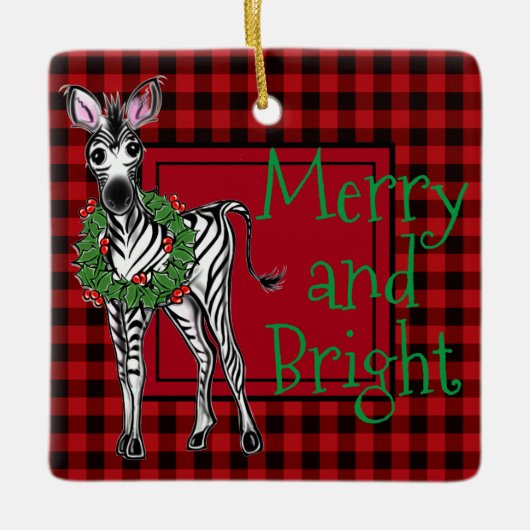 フェスティバルホリデーゼブラホリーリース | red buffalo セラミックオーナメント (正面)