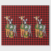 フェスティバルホリデーゼブラ，キリン，タイガー ラッピングペーパー (フラット)