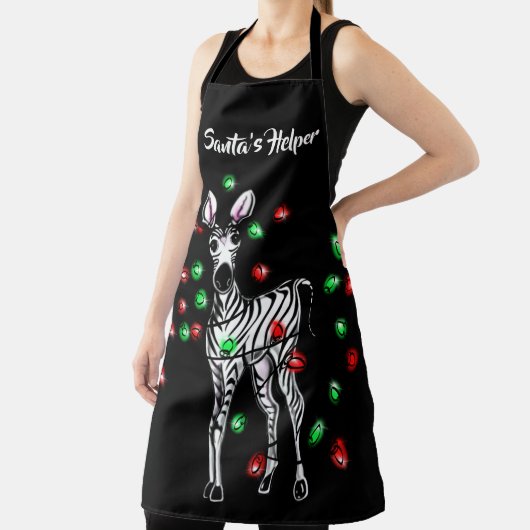フェスティバルホリデーゼブラ、赤い緑のキラキラ エプロン (インサイチュ)
