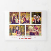 フェスティバルホリデータイポグラフィファイブフォトコラージュ 三つ折りクリスマスカード (カバー)