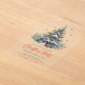 フェスティバルホリデーツリークリスマスパーティの招待状 アクリル招待状 (レイダウン)