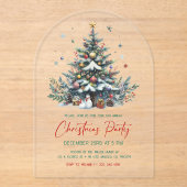 フェスティバルホリデーツリークリスマスパーティの招待状 アクリル招待状 (正面)