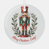 フェスティバルホリデーデコレーションナツクラッカークリスマス ガラスオーナメント (正面)