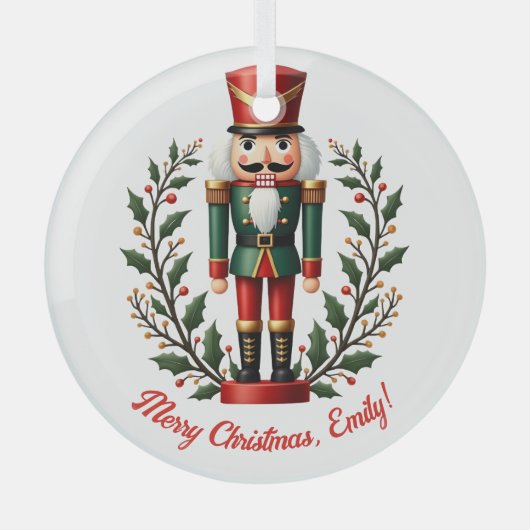 フェスティバルホリデーデコレーションナツクラッカークリスマス ガラスオーナメント (正面)
