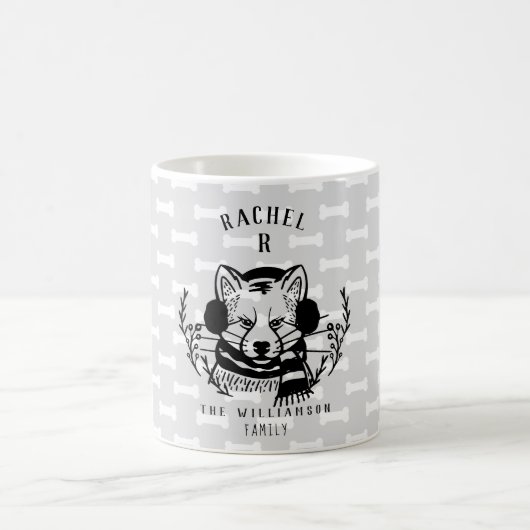 フェスティバルホリデードッグエッチングファミリーモノグラム コーヒーマグカップ (中央)