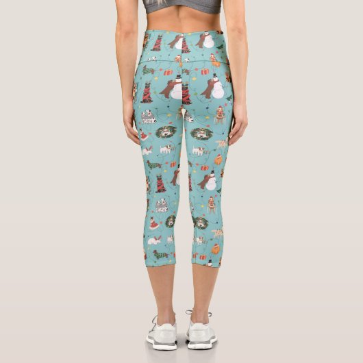 フェスティバルホリデードッグズインクリスマスセーター柄 カプリレギンス (裏面)