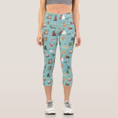 フェスティバルホリデードッグズインクリスマスセーター柄 カプリレギンス (正面)