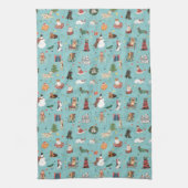 フェスティバルホリデードッグズインクリスマスセーター柄 キッチンタオル (縦)