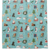 フェスティバルホリデードッグズインクリスマスセーター柄 シャワーカーテン (正面)