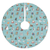 フェスティバルホリデードッグズインクリスマスセーター柄 ブラッシュドポリエステルツリースカート (正面)