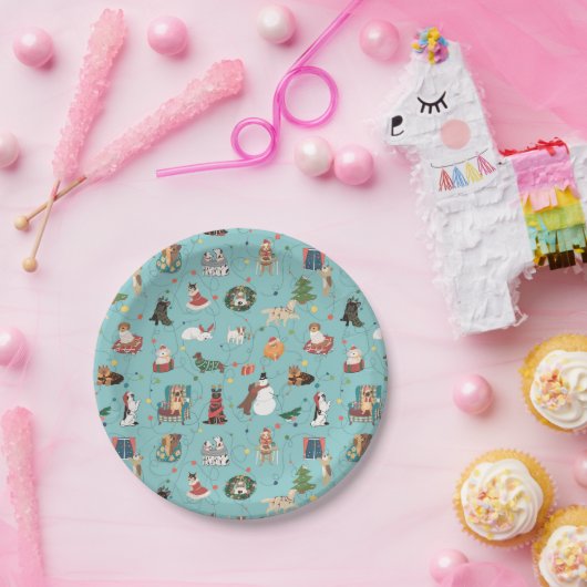 フェスティバルホリデードッグズインクリスマスセーター柄 ペーパープレート (パーティー)