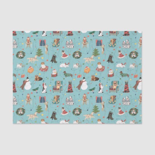 フェスティバルホリデードッグズインクリスマスセーター柄 薄葉紙