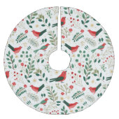 フェスティバルホリデーバーズグリーンホリーレッドベリー ブラッシュドポリエステルツリースカート (正面)