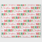 フェスティバルホリデーパターンメリークリスマスタイポグラフィ ラッピングペーパー (フラット)