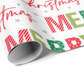 フェスティバルホリデーパターンメリークリスマスタイポグラフィ ラッピングペーパー (ロールコーナー)