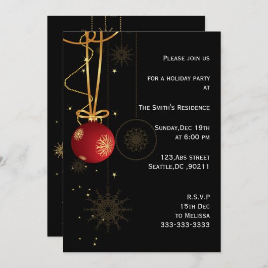 フェスティバルホリデーパーティー招待状 招待状 (正面/裏面)