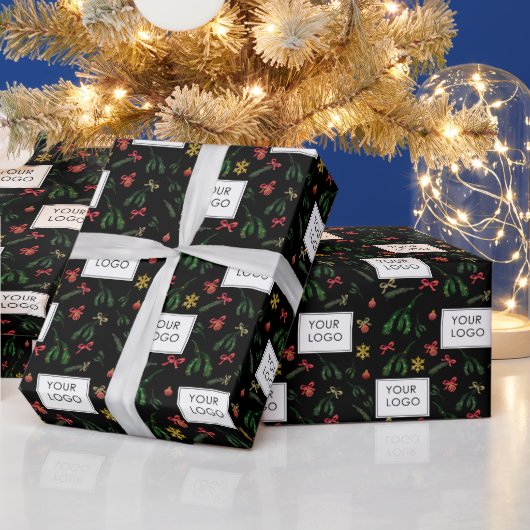 フェスティバルホリデービジネス会社ロゴブランド ラッピングペーパー (クリスマス)