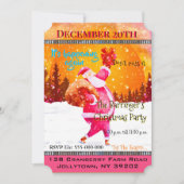 フェスティバルホリデーピンクサンタクロースクリスマスパーティー 招待状 (正面)