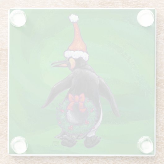 フェスティバルホリデーペンギンオングリーン ガラスコースター (裏面)