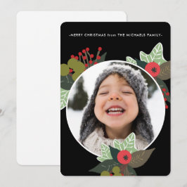 フェスティバルホリデーボタニカルサークルフォトクリスマス シーズンカード