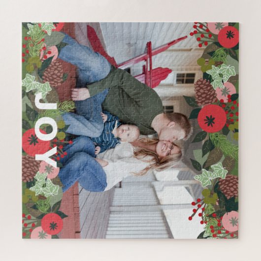 フェスティバルホリデーボタニカルジョイタイプクリスマスフォト ジグソーパズル (横)