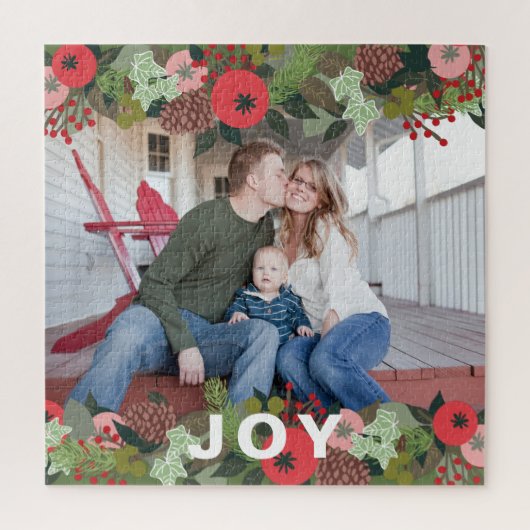 フェスティバルホリデーボタニカルジョイタイプクリスマスフォト ジグソーパズル (縦)