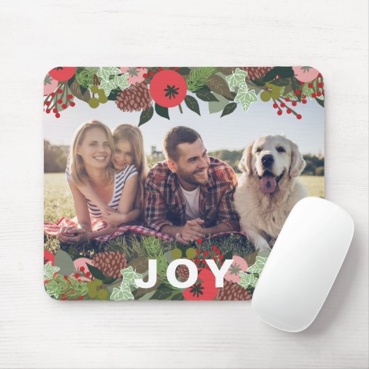 フェスティバルホリデーボタニカルジョイタイプクリスマスフォト マウスパッド (マウス)