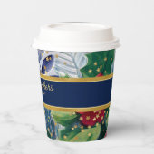 フェスティバルホリデーボタニカルブルー&金ゴールドスパークル 紙コップ (左)