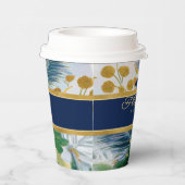 フェスティバルホリデーボタニカルブルー&金ゴールドスパークル 紙コップ (右)