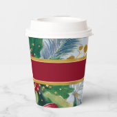 フェスティバルホリデーボタニカルレッド&金ゴールドスパークル 紙コップ (裏面)