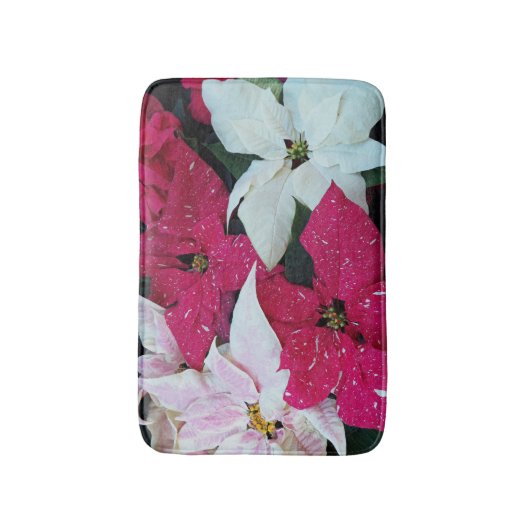 フェスティバルホリデーポインセチアプラントズフローラ バスマット (正面縦)