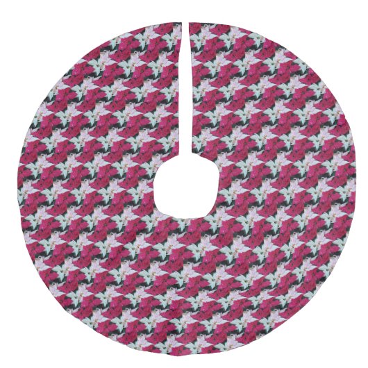 フェスティバルホリデーポインセティアスパターン フェイクリネンツリースカート (正面)