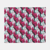 フェスティバルホリデーポインセティアスパターン フリースブランケット (正面(横))