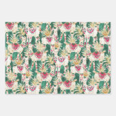 フェスティバルホリデーポインセテストライプィアレッドグリーン ラッピングペーパーシート (正面)