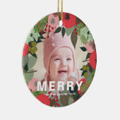 フェスティバルホリデーリースとジョイタイポグラフィ写真 セラミックオーナメント (右)