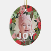 フェスティバルホリデーリースとジョイタイポグラフィ写真 セラミックオーナメント (右)